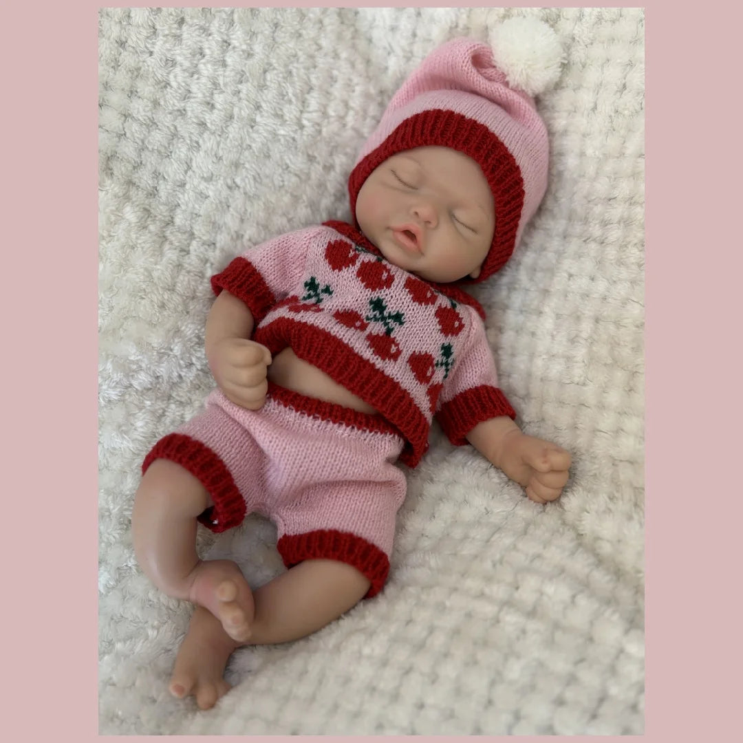 13Inch Waterproof Whole Body Silicone Bebe Reborn Girl Doll With Open Mouth  3D Painted Skin Lifelike Realistic Newborn Doll lifelikesiliconereborns.com