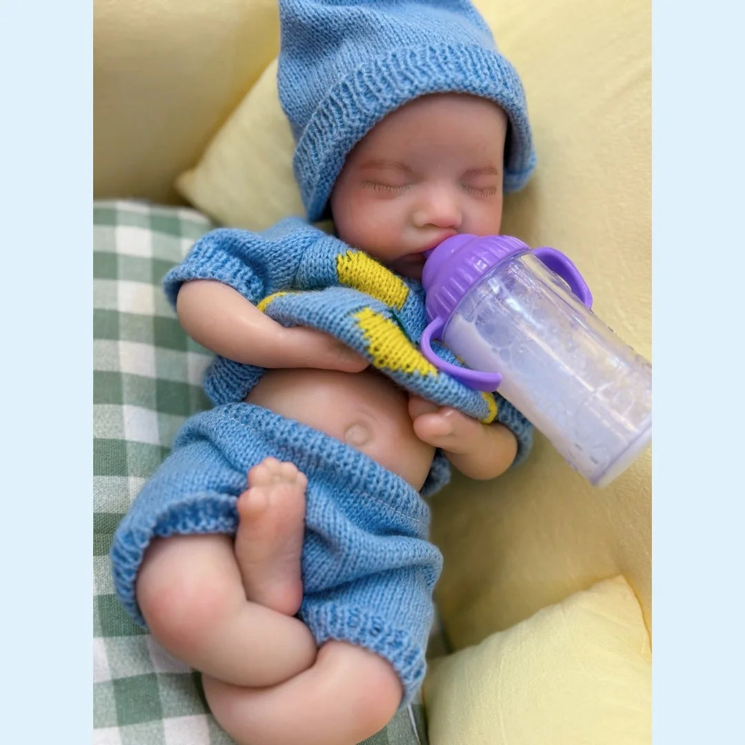13Inch Close Eyes & Open Mouth Levi Full Body Silicone Bebe Reborn Boy Doll With Painted Bald Lifelike Realistic Newborn Doll lifelikesiliconereborns.com