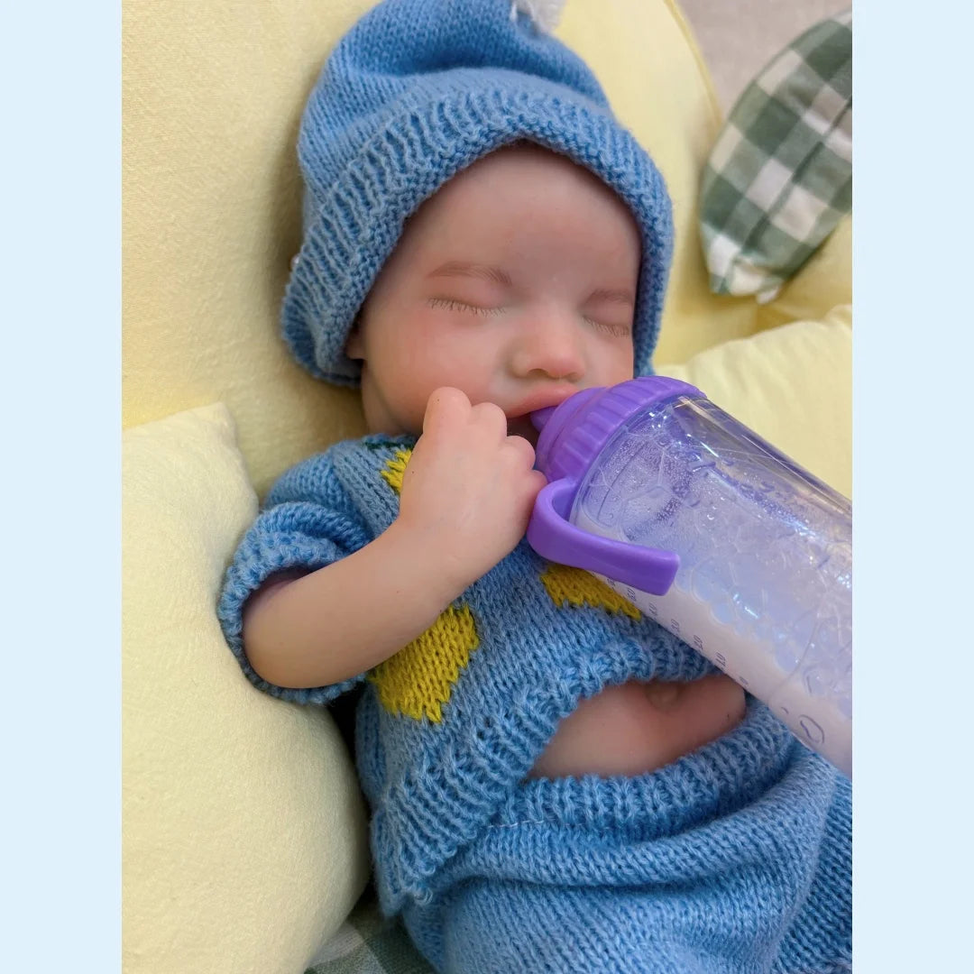 13Inch Close Eyes & Open Mouth Levi Full Body Silicone Bebe Reborn Boy Doll With Painted Bald Lifelike Realistic Newborn Doll lifelikesiliconereborns.com