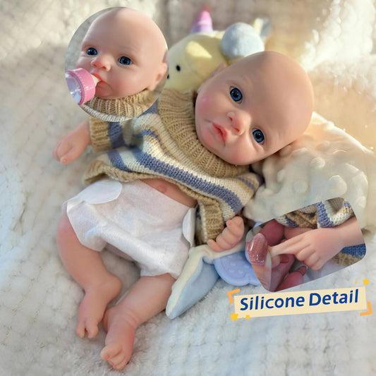 25CM Silicone Boy Reborn Dolls Painted Full Body Soft Solid Silicone Newborn Baby Dolls For Gifts reborn de silicone real cuerpo lifelikesiliconereborns.com