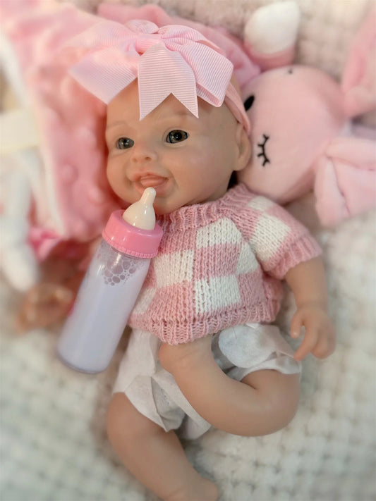 10Inch Reborn Baby Doll Girl Mini Harper Full Body Soft Solid Silicone Painted Newborn Dolls Toys For Kid's Christmas Gifts lifelikesiliconereborns.com