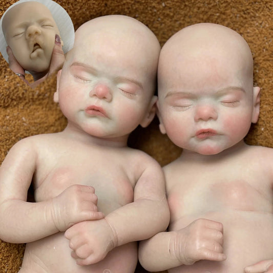 Can Open Mouth 45cm Twins Sam Reborn Baby Girl and Boy Full Body Solid Silicone Un/Painted Bebe Reborn Soft Touch Feeling Doll lifelikesiliconereborns.com