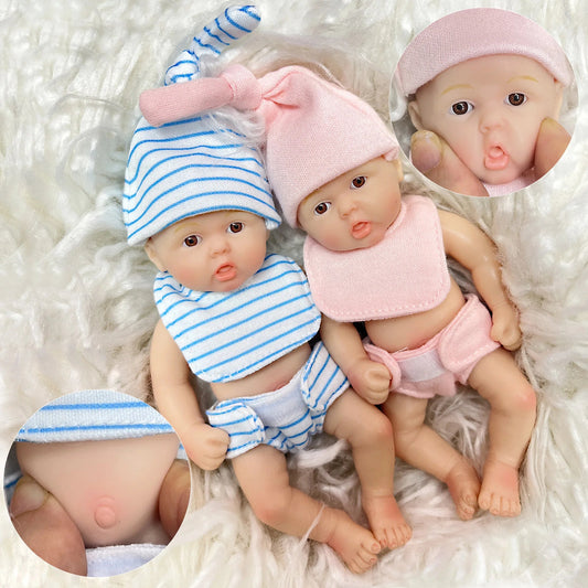 6Inch /15CM Mini Adorable Whole Solid Silicone Reborn Doll Painted Realistic Handmade Reborn Dolls For Kid's Gift Bebê Reborn lifelikesiliconereborns.com