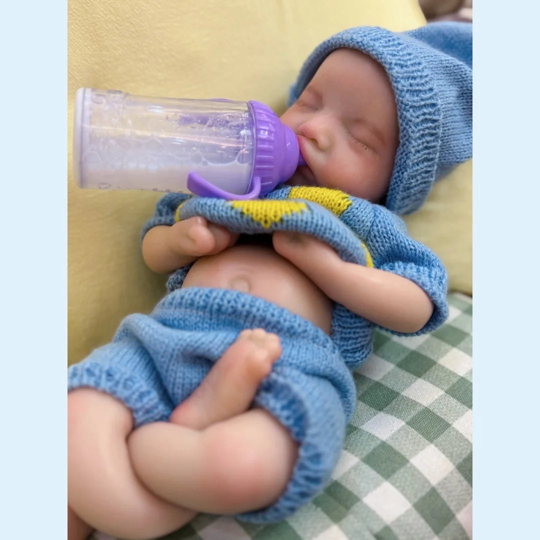 13Inch Close Eyes & Open Mouth Levi Full Body Silicone Bebe Reborn Boy Doll With Painted Bald Lifelike Realistic Newborn Doll lifelikesiliconereborns.com