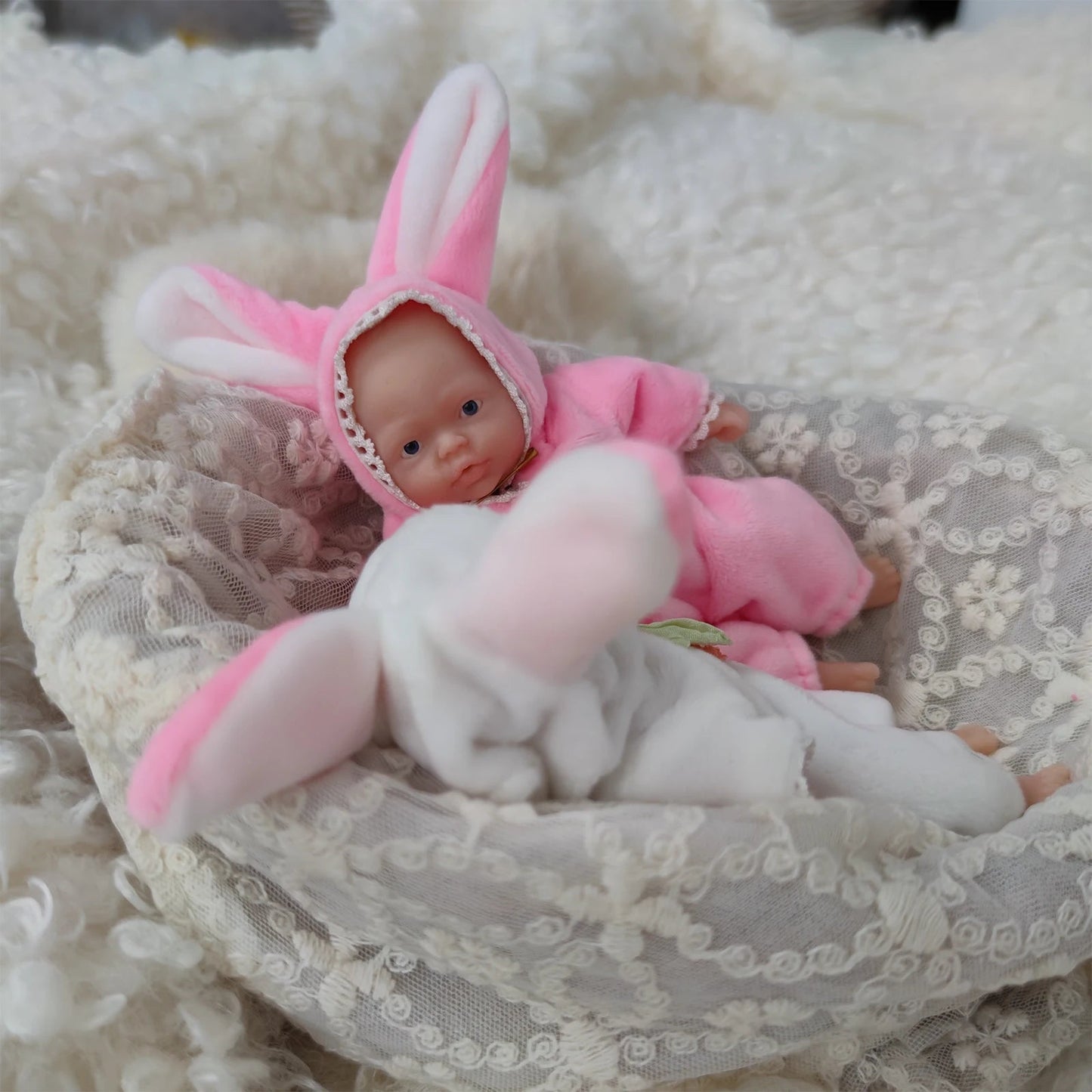 Reborn Baby Dolls Silicone Full Body 4.5 Inch Open Eyes Soft Body Mini Realistic-Newborn Baby Dolls with Feeding Accessories lifelikesiliconereborns.com