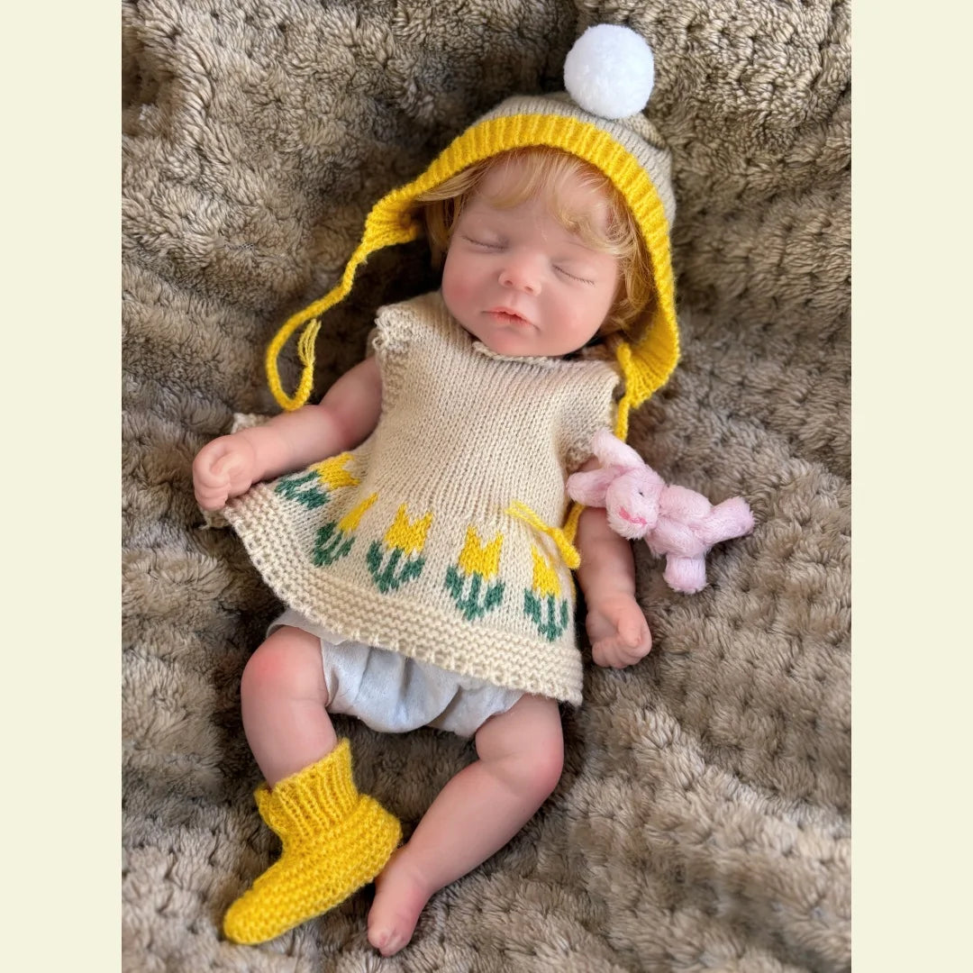 10Inch Can Open Mouth Full Body Silicone Reborn Girl Doll With Handmade Rooted Hair Lifelike Newborn Doll With Sweather Cloth lifelikesiliconereborns.com