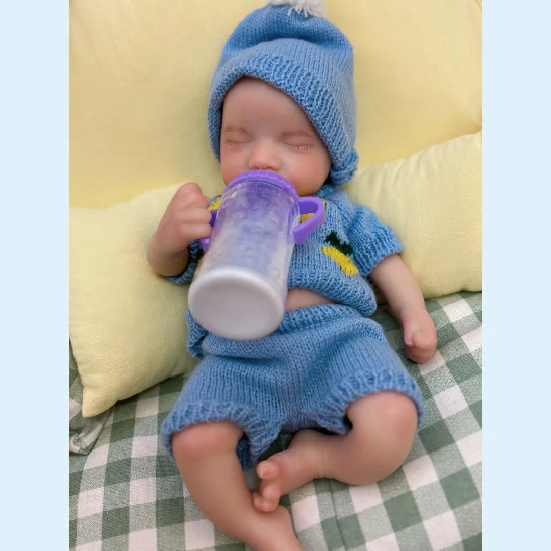 13Inch Close Eyes & Open Mouth Levi Full Body Silicone Bebe Reborn Boy Doll With Painted Bald Lifelike Realistic Newborn Doll lifelikesiliconereborns.com