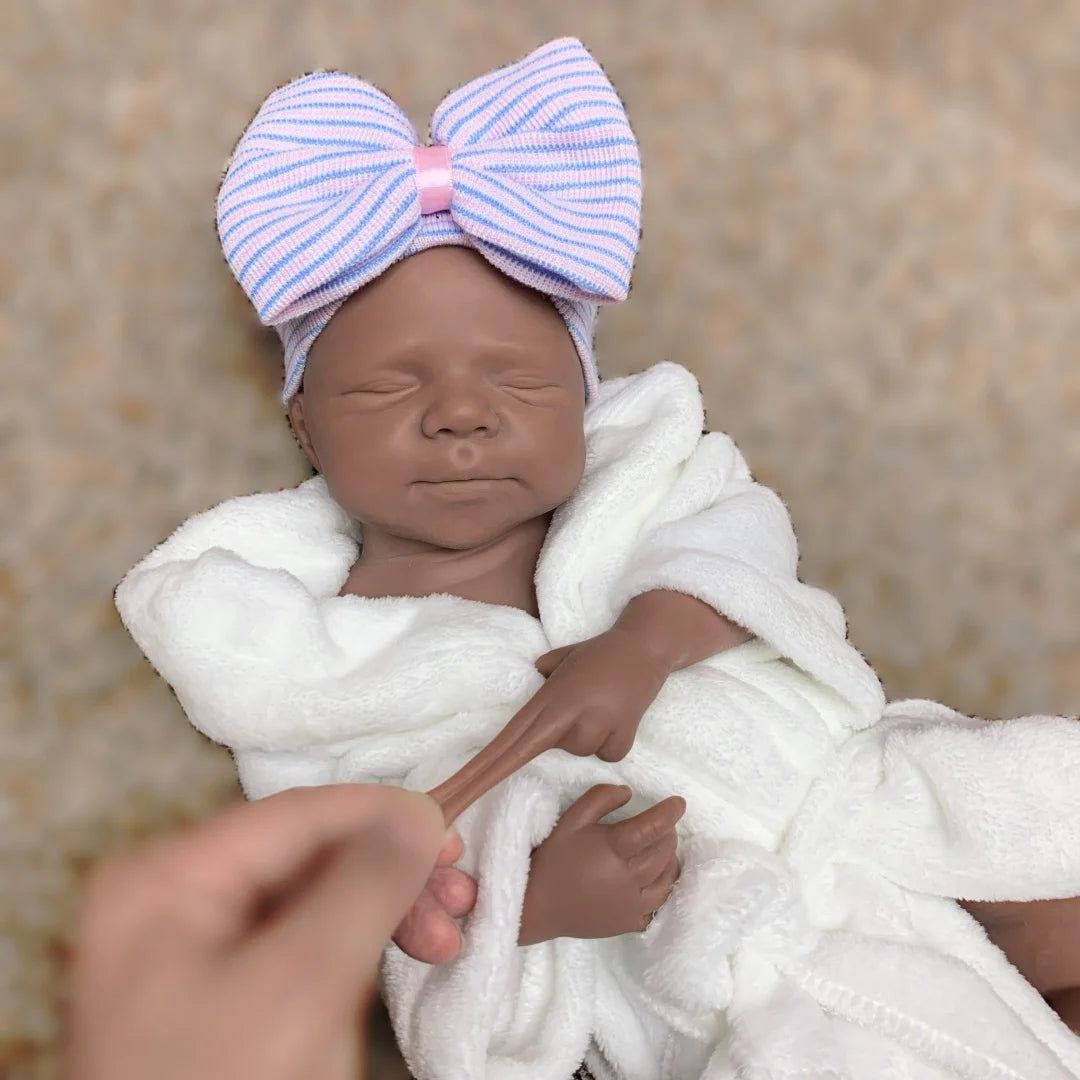 18Inch Can Open Mouth Dark Skin Pascale bebe reborn de silicona Doll With Painted Skin Soft Touch Feeling Rooted Eyelashes Doll lifelikesiliconereborns.com