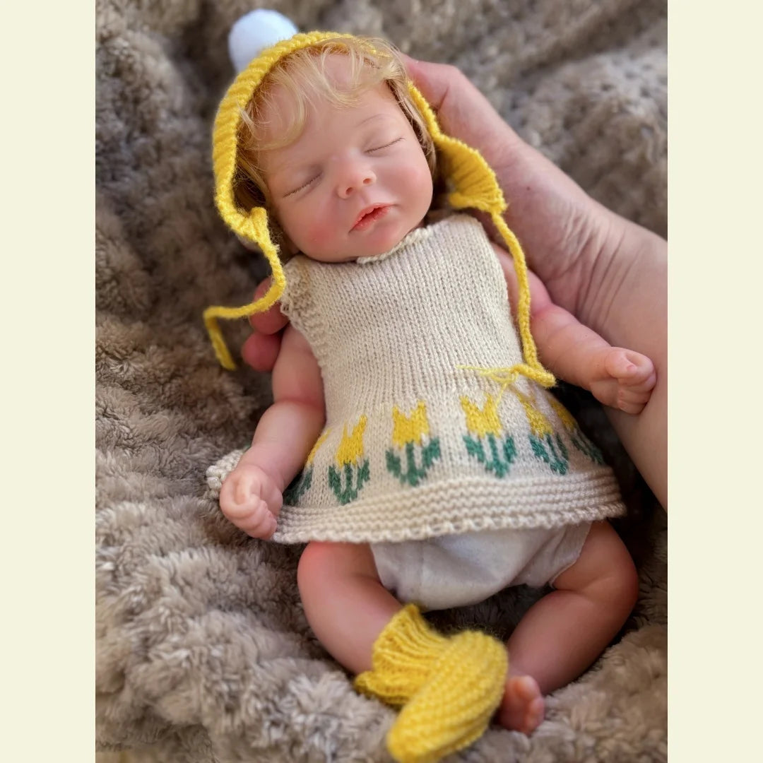 10Inch Can Open Mouth Full Body Silicone Reborn Girl Doll With Handmade Rooted Hair Lifelike Newborn Doll With Sweather Cloth lifelikesiliconereborns.com