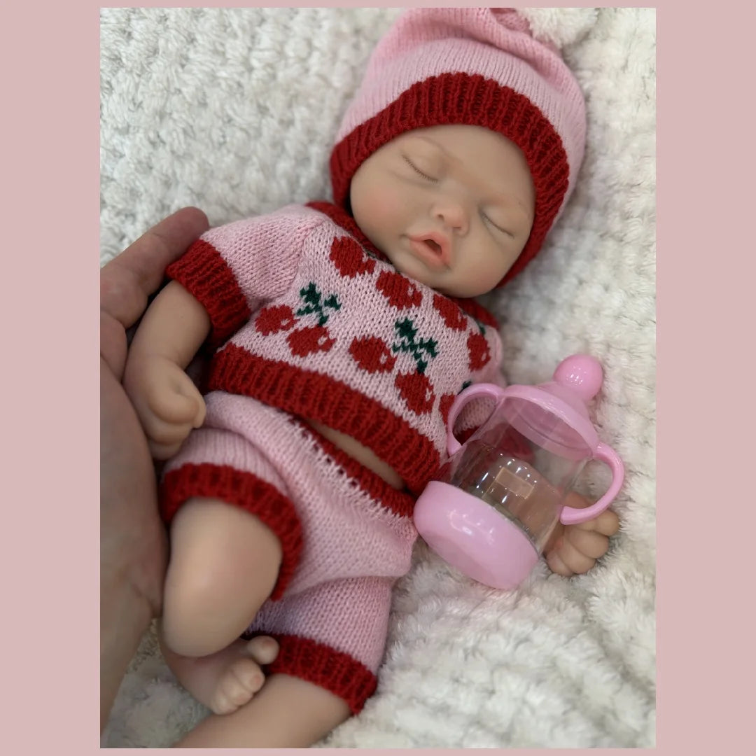 13Inch Waterproof Whole Body Silicone Bebe Reborn Girl Doll With Open Mouth  3D Painted Skin Lifelike Realistic Newborn Doll lifelikesiliconereborns.com