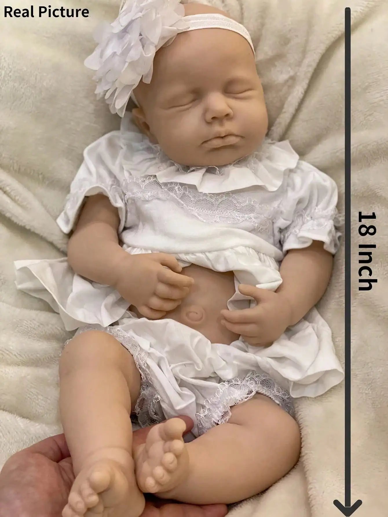 Saskia 18-Inch Loulou Full Silicone Reborn Girl | Handmade Unpainted Doll Kit | with White Clothes lifelikesiliconereborns.com