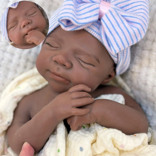 18Inch Dark Skin Can Open Mouth Pascale Solid bebe reborn de silicona Girl Doll 3D Paint Lifelike Real Newborn Baby Doll lifelikesiliconereborns.com