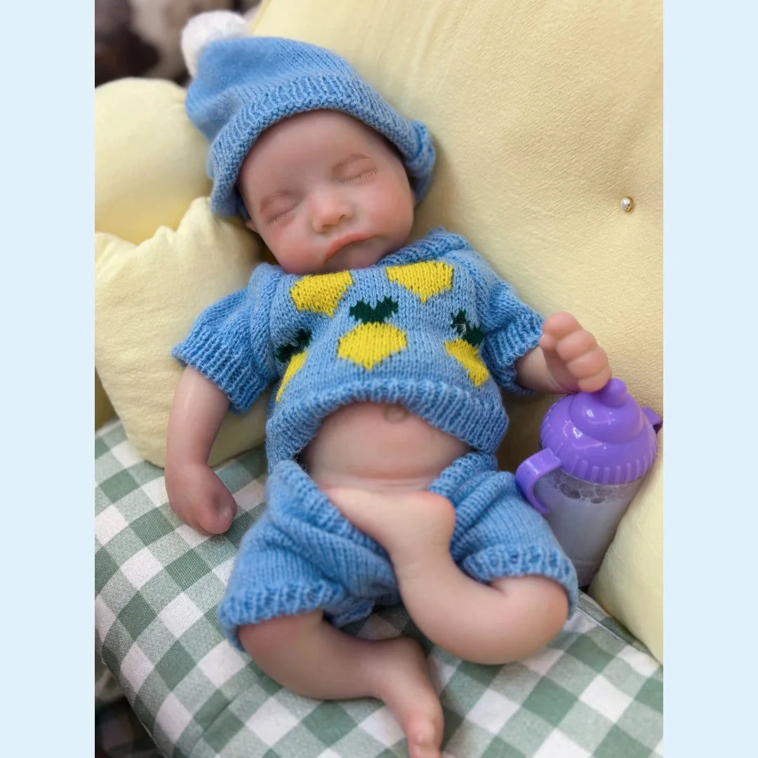 13Inch Close Eyes & Open Mouth Levi Full Body Silicone Bebe Reborn Boy Doll With Painted Bald Lifelike Realistic Newborn Doll lifelikesiliconereborns.com