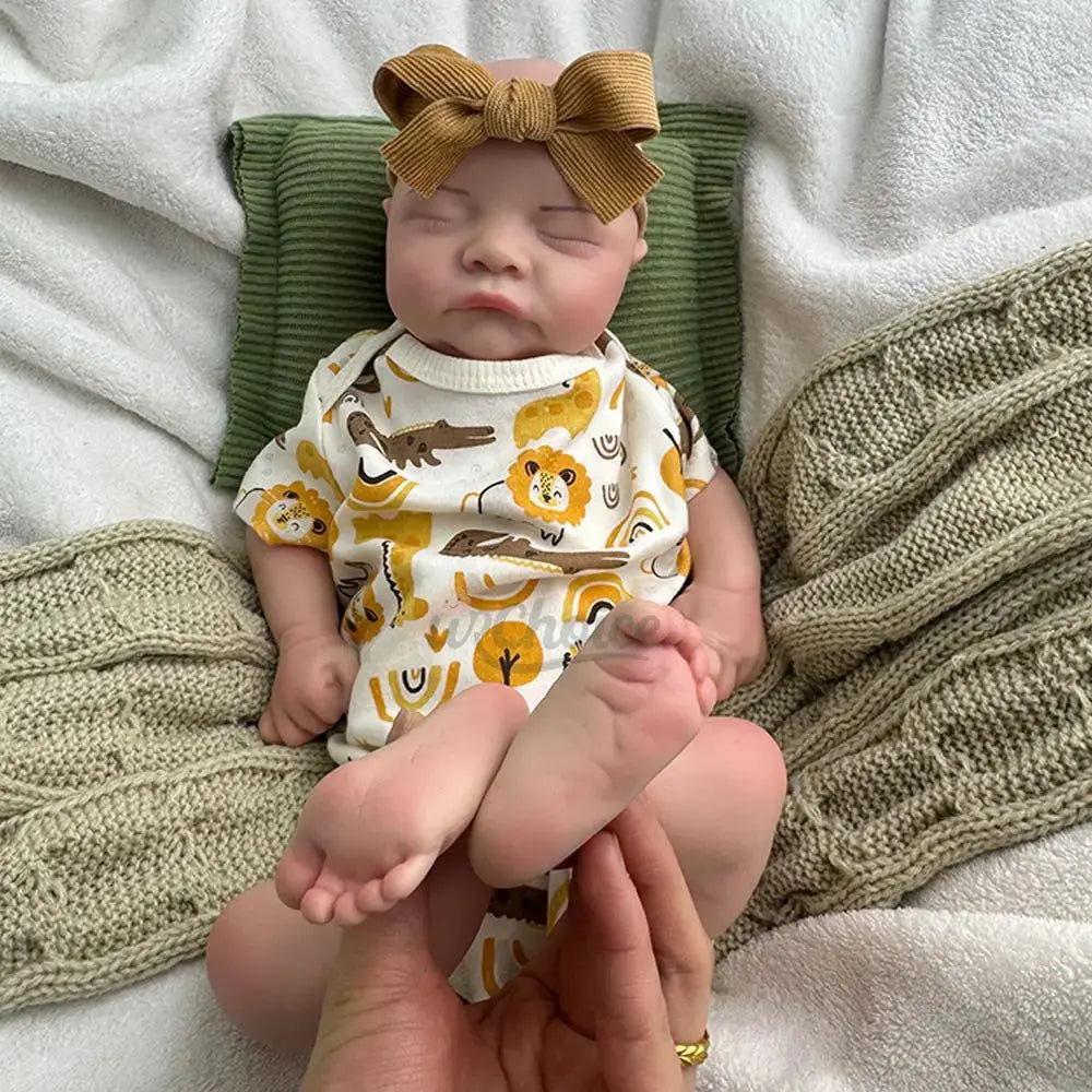Waterproof Painted 17Inch Silicone Reborn Baby Boy Asleep Newborn Doll Realistic Details for Hobbyists Collector Kids Toy lifelikesiliconereborns.com