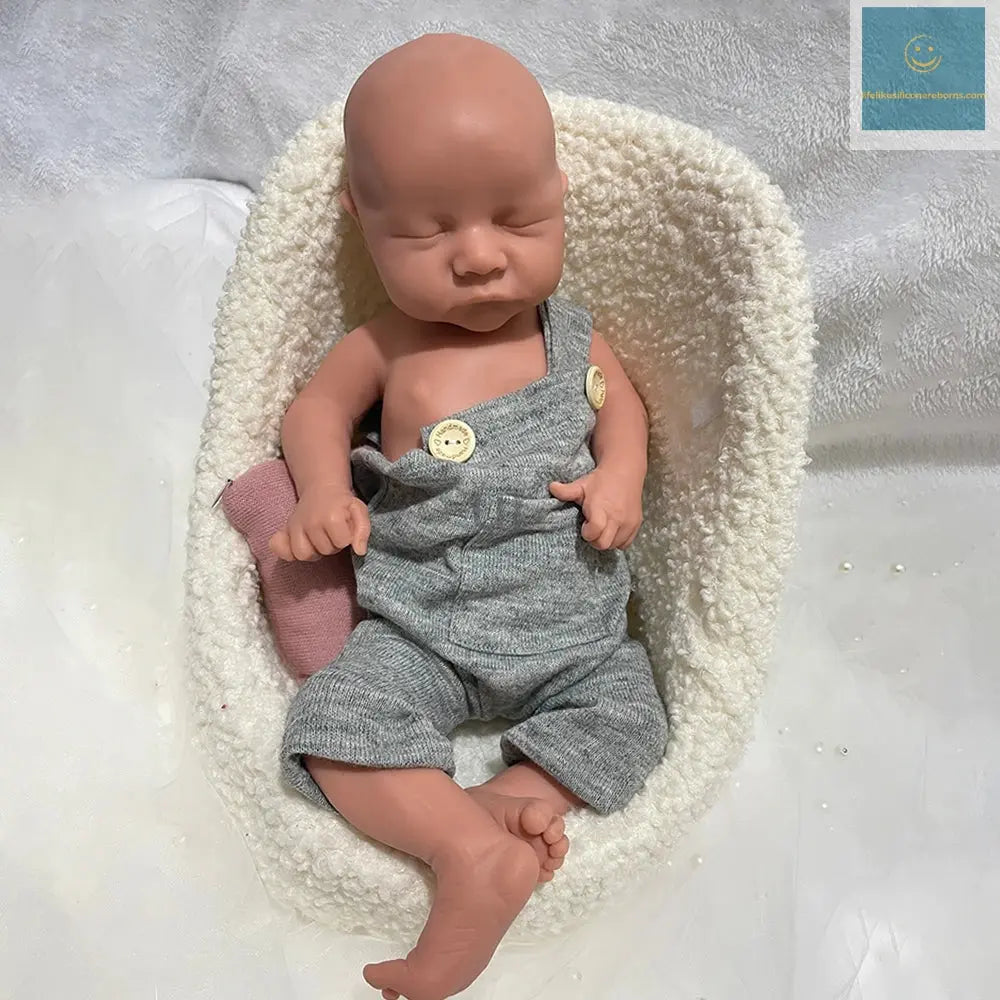 Waterproof Painted 17Inch Silicone Reborn Baby Boy Asleep Newborn Doll Realistic Details for Hobbyists Collector Kids Toy lifelikesiliconereborns.com