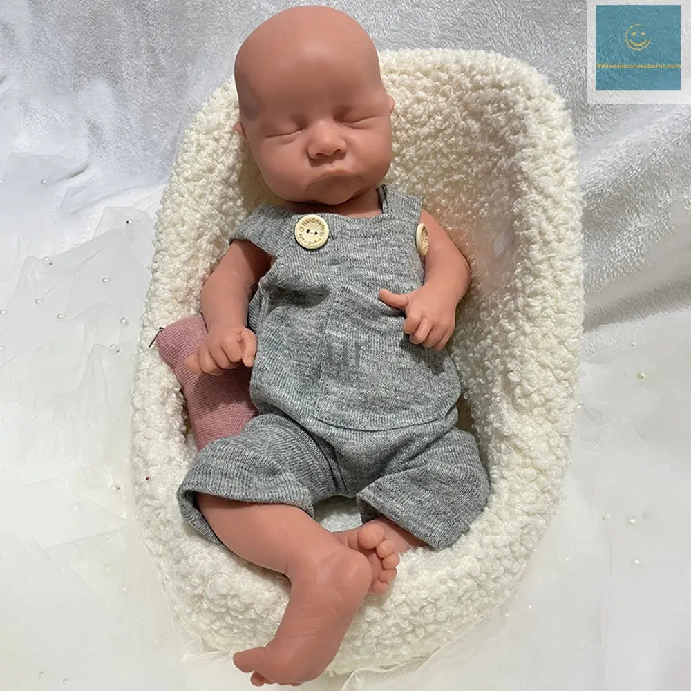 Waterproof Painted 17Inch Silicone Reborn Baby Boy Asleep Newborn Doll Realistic Details for Hobbyists Collector Kids Toy lifelikesiliconereborns.com