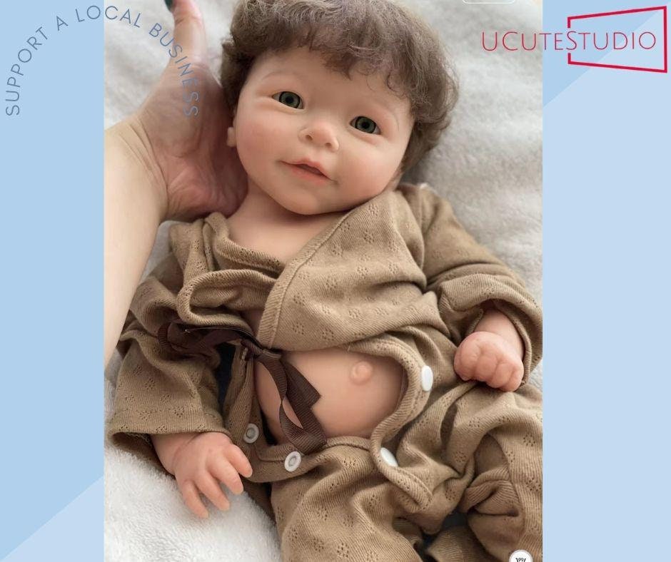 18-Inch Realistic Silicone Reborn Baby Boy Doll –Hand-Painted with Rooted Hair & Visible Veins, Lifelike Waterproof Newborn Gift smile My Store