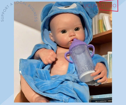 Realistic 13.7-Inch 35cm Silicone Reborn Baby Boy Doll – Soft Touch squishy, Can Drink & Wet, Full Body Handmade Newborn come with clothes My Store